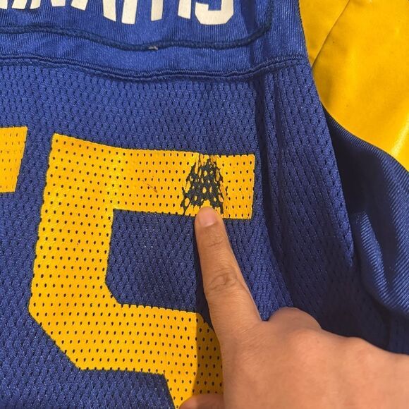 BUNDLE‎  St. Louis Rams Kids XL Blue Yellow #55 LAURINAITIS Jersey & men L Tee - Picture 9 of 13